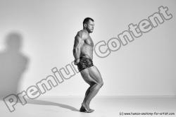 Underwear Man White Moving poses Muscular Short Brown Dynamic poses Academic